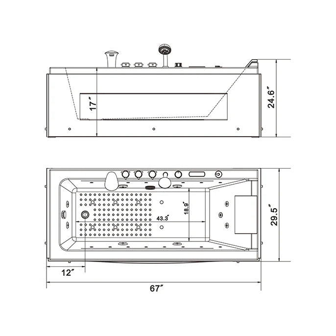 67 in. Whirlpool Combination Massage Bathtub - Empava-67JT351LED