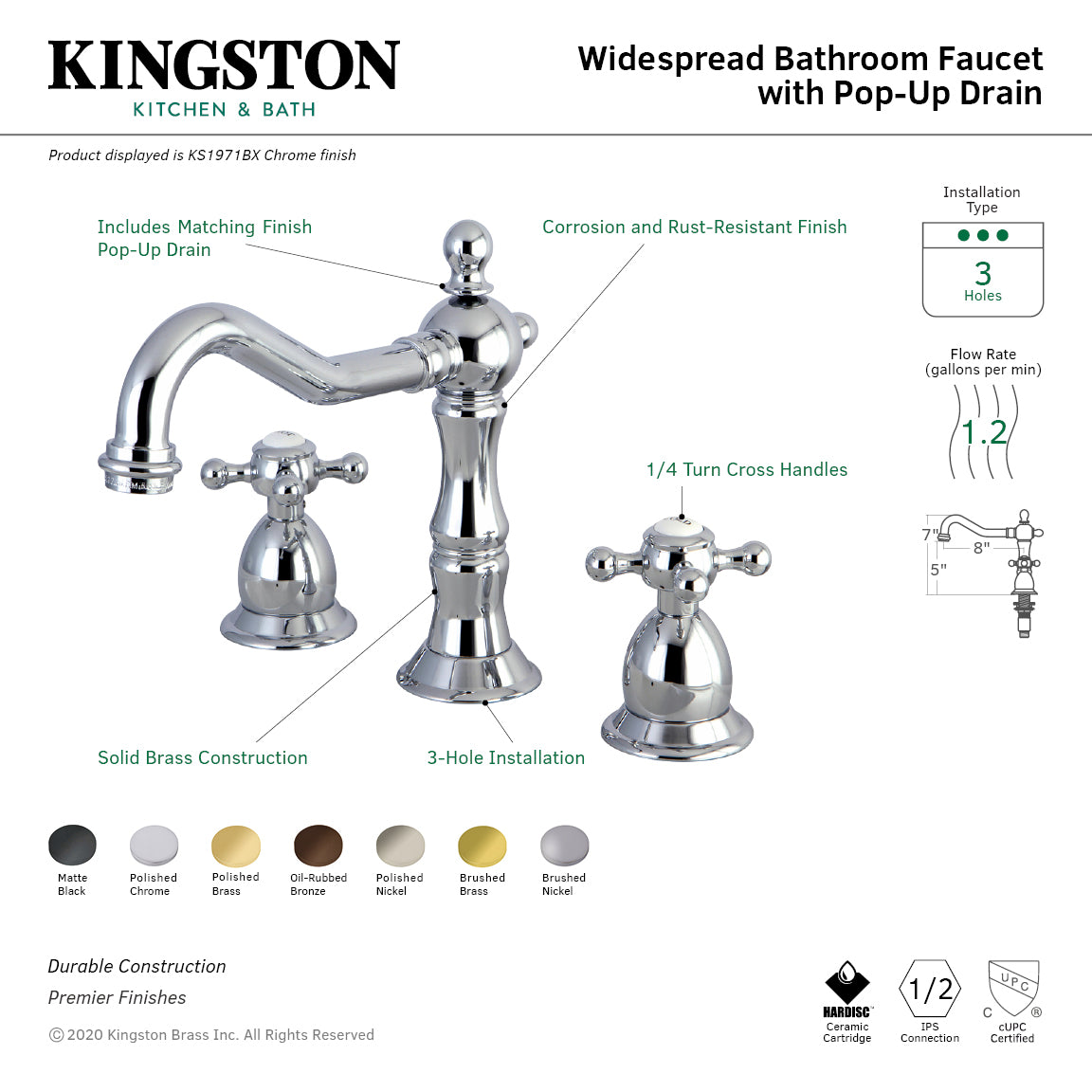 Kingston Brass 8 in. Widespread Bathroom Faucet