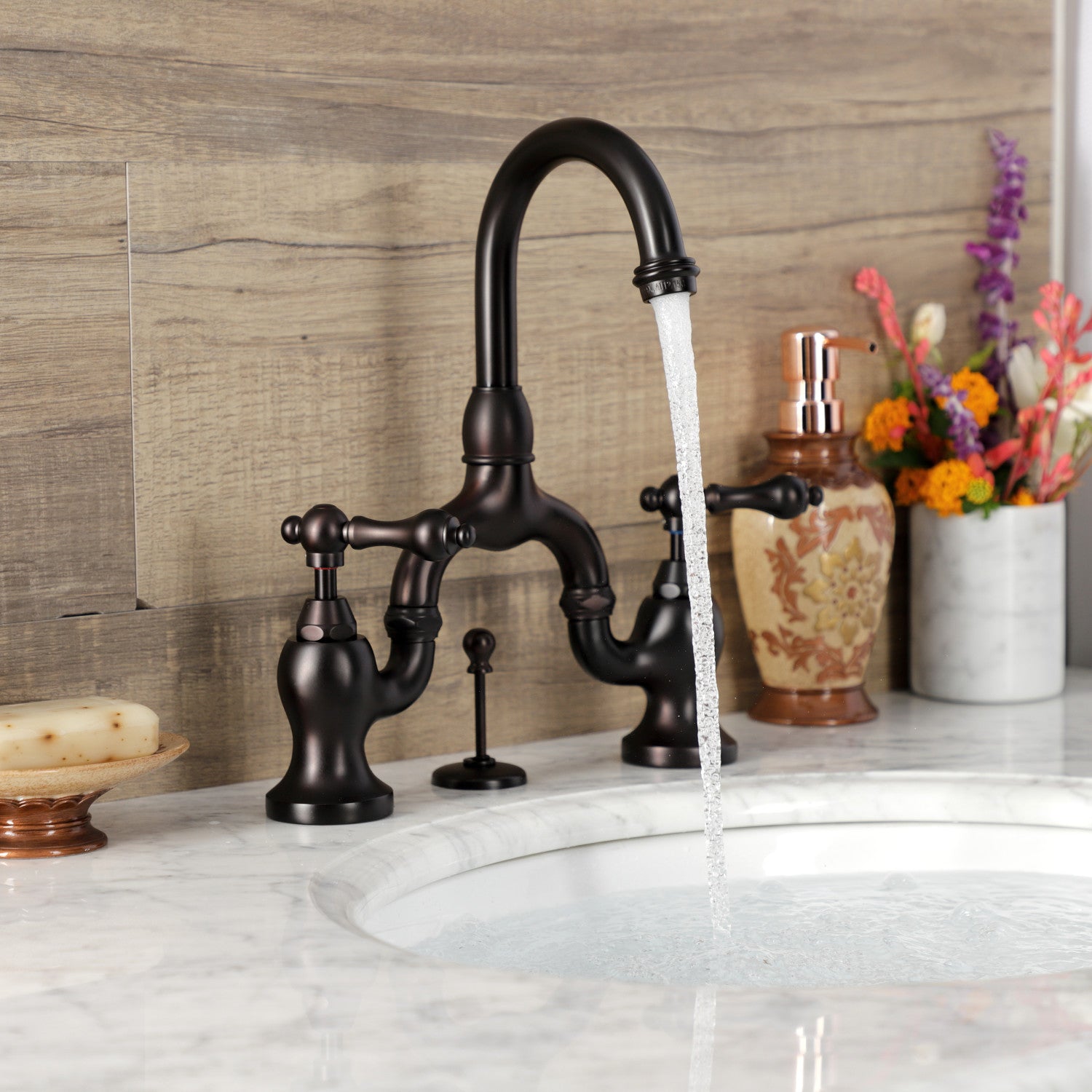 Kingston Brass English Country Bridge Bathroom Faucet