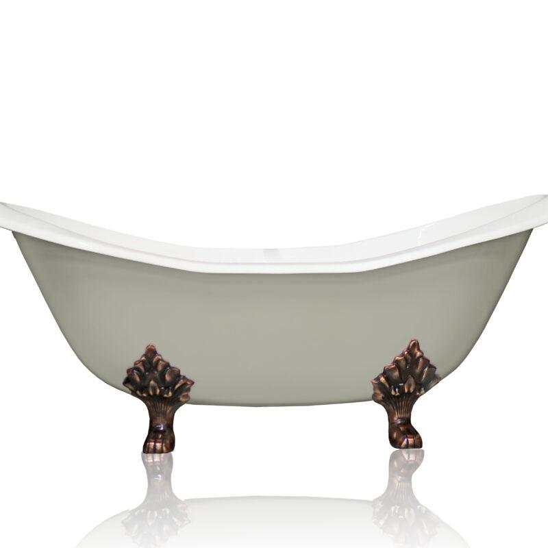 WatermarkFixtures Antique Inspired Marquis 72” Double Slipper Cast Iron Porcelain Clawfoot Bathtub - Bathroom Design Center