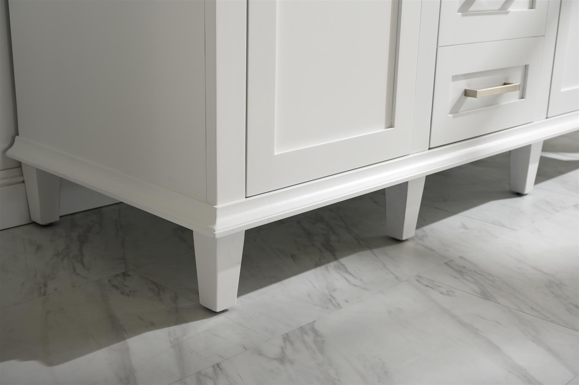 Legion Furniture 54" White Double Sink Vanity Cabinet With Carrara White Top - Bathroom Design Center